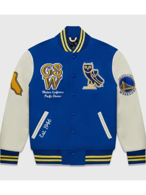 Golden State Warriors OVO GSW Varsity Blue and White Jacket