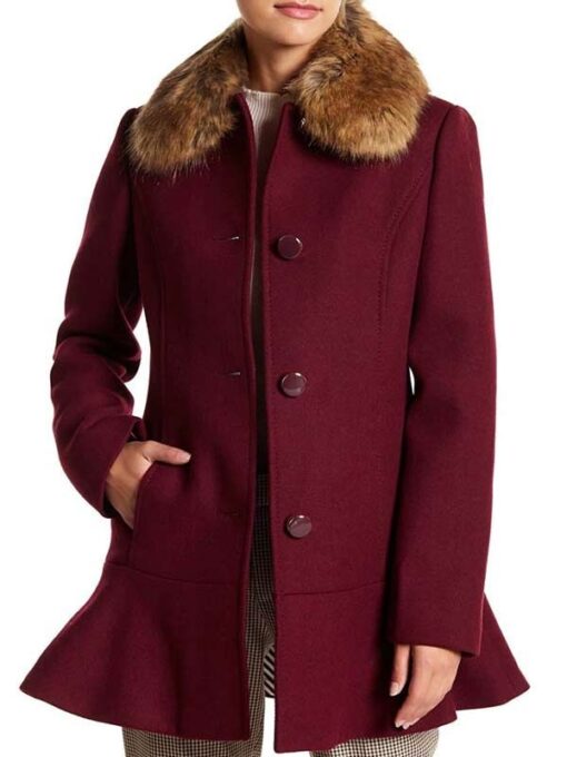 Riverdale Camila Mendes Fur Collar Maroon Coat