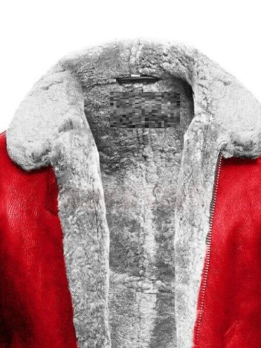 B3 Christmas Santa Claus Red Leather Shearling Jacket