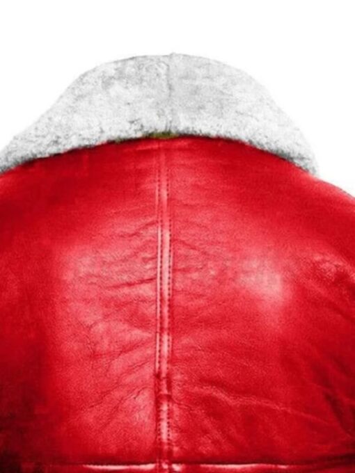 B3 Christmas Santa Claus Red Leather Shearling Jacket