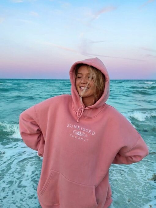 Sunkissed Coconut Oversized Pullover Pink Hoodie
