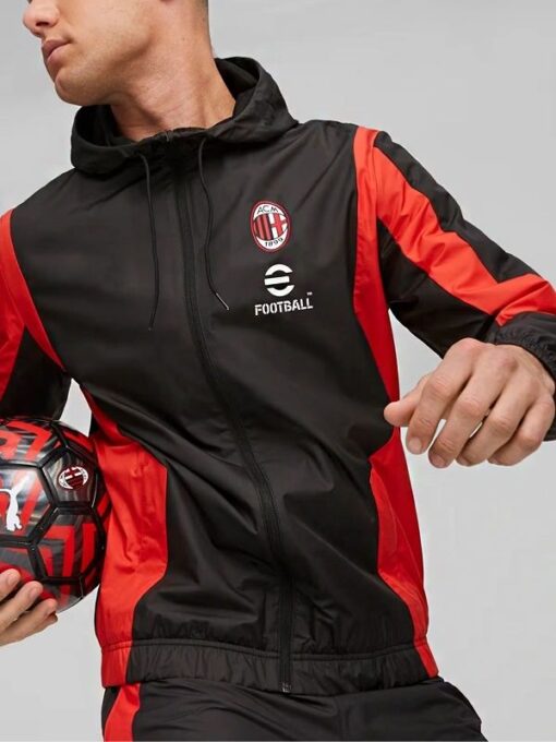 AC Milan 1899 Prematch Black and Red Hooded Jacket