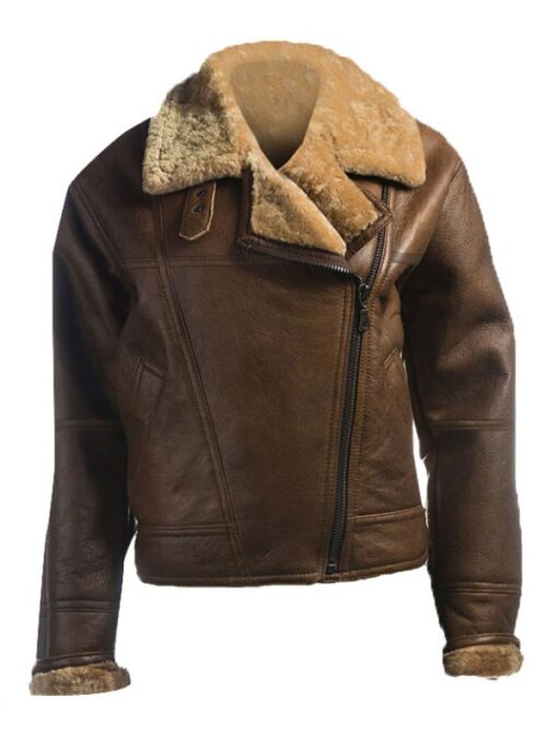 Brown B3 Shearling Leather Jacket For Women