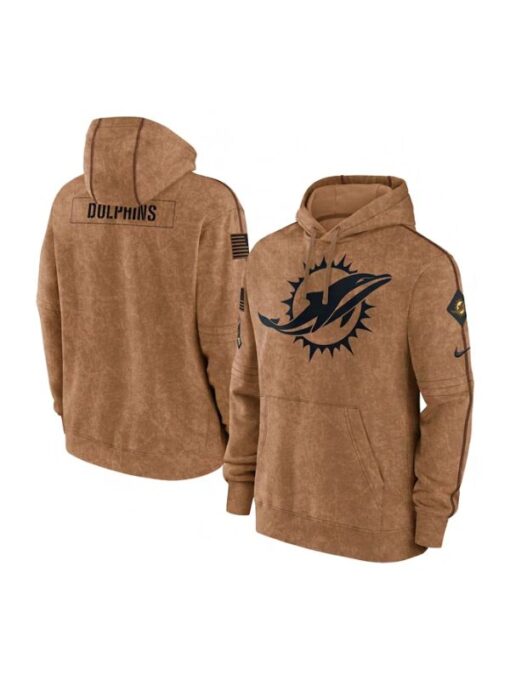2023 NFL Miami Dolphins Salute To Service Club Brown Hoodie