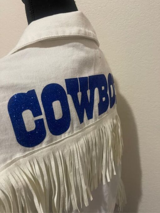 Dallas Cowboys Fringe White Cropped Jacket