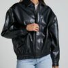 Lioness Women's Kenny Black Leather Bomber Jacket