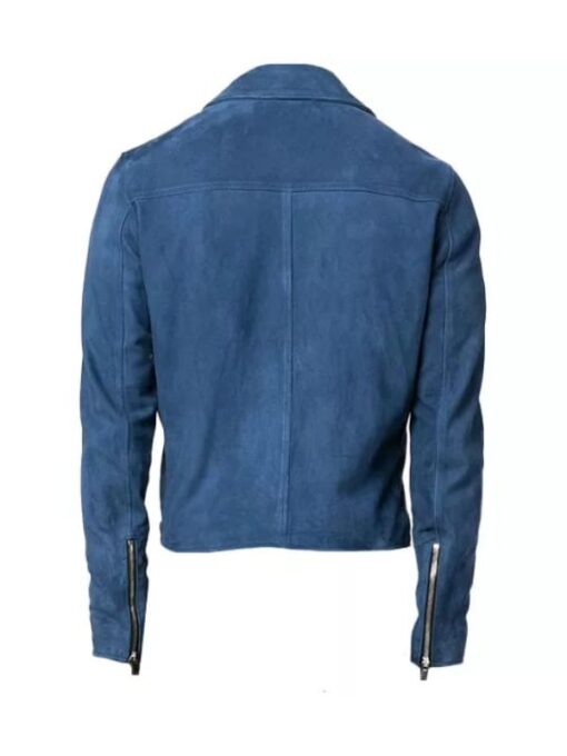 New Fashion Blue Biker Suede Leather Jacket