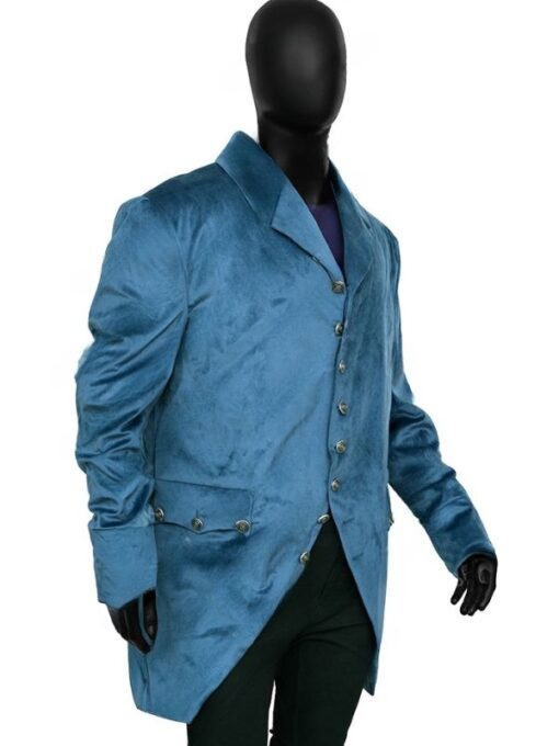 Bridgerton Luke Newton Blue Velvet Coat