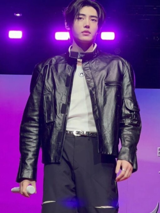 Sunghoon Black Leather Jacket