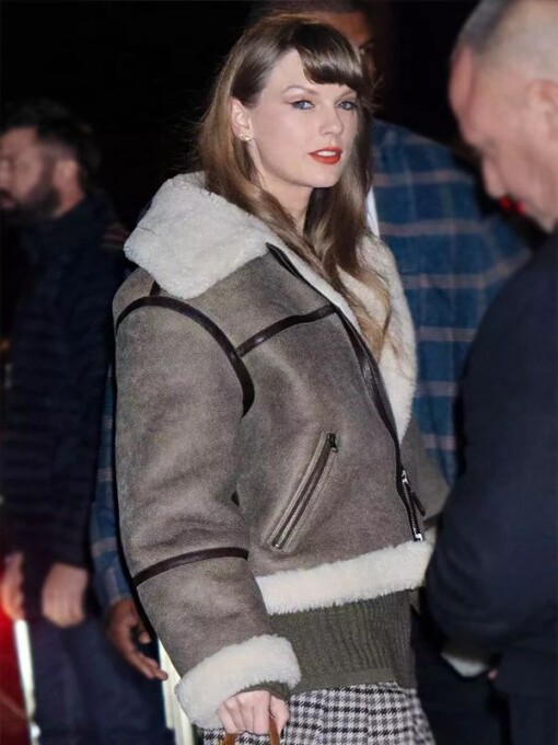 Taylor Swift Aviator Shearling Jacket