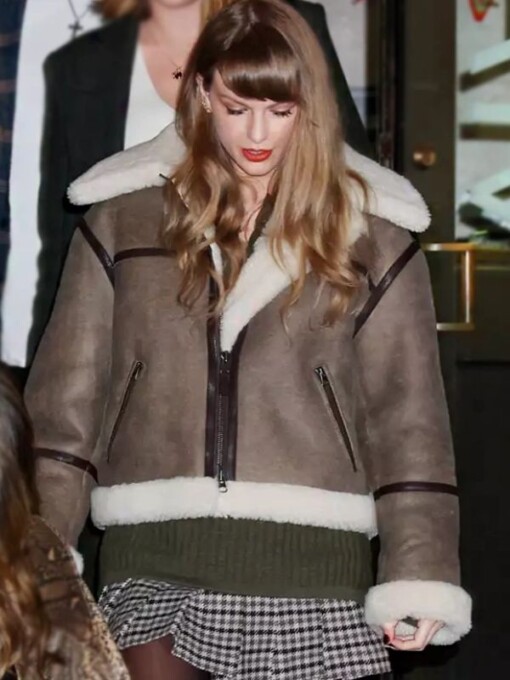 Taylor Swift Aviator Shearling Jacket
