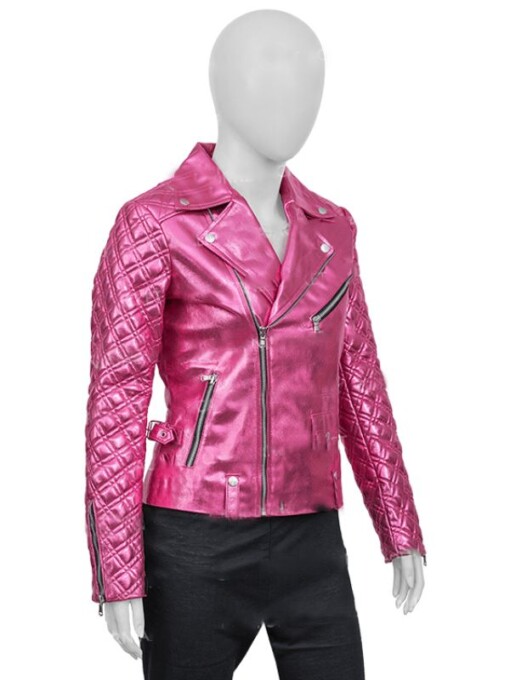 Sex Life Billie Connelly Pink Leather Jacket