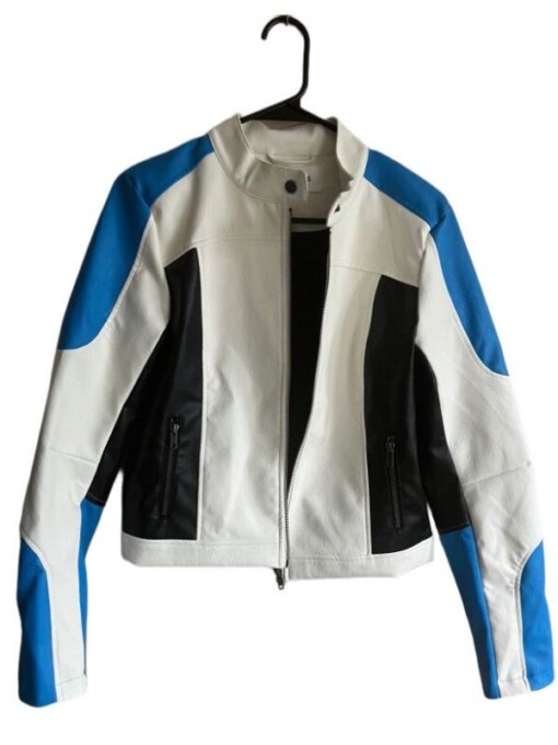 Heartbreak High Amerie Wadia Blue and White Leather Jacket