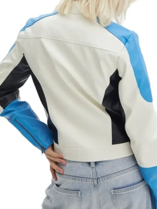 Heartbreak High Amerie Wadia Blue and White Leather Jacket