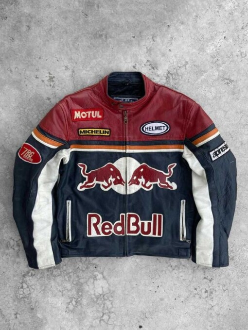 Red Bull Red and Black Leather Jacket