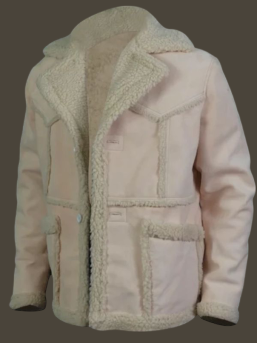 BMF Lil Meech Beige Shearling Suede Leather Coat