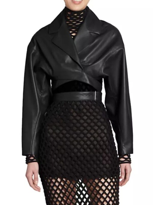 American Horror Story Siobhan Corbyn Cropped Wrap Leather Jacket