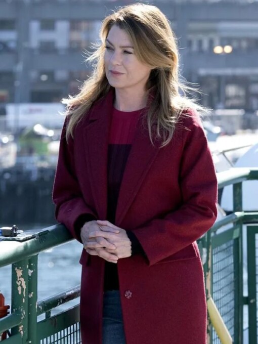 Grey's Anatomy Ellen Pompeo Maroon Coat