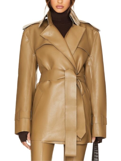 Will Trent Faith Brown Leather Trench Coat