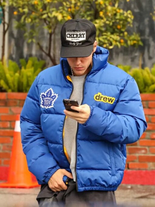 Justin Bieber Blue Drew Puffer Jacket