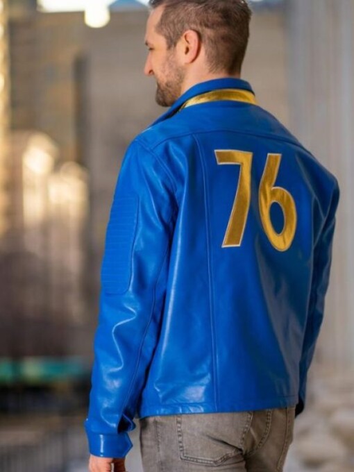 Vault Fallout 76 Blue Leather Jacket