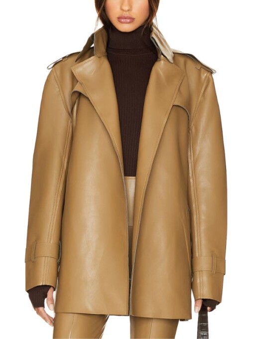 Will Trent Faith Brown Leather Trench Coat