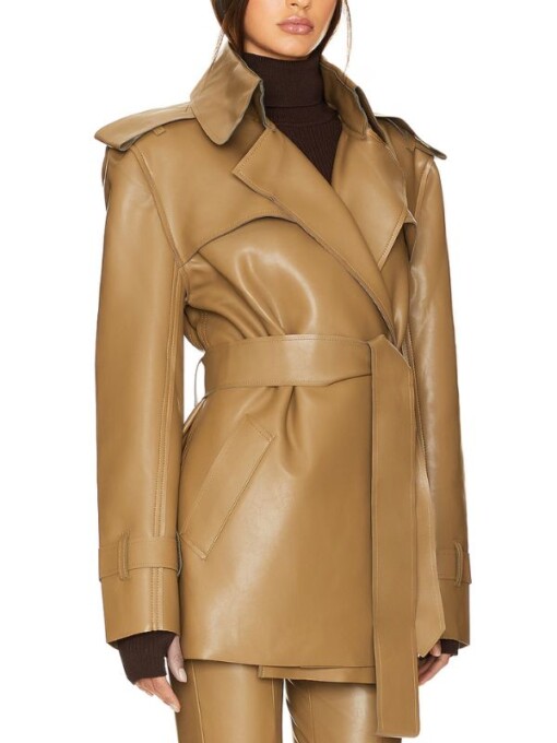 Will Trent Faith Brown Leather Trench Coat