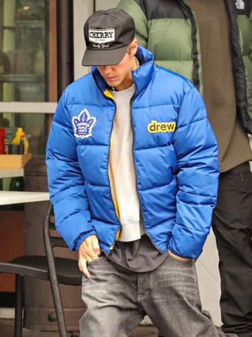 Justin Bieber Blue Drew Puffer Jacket