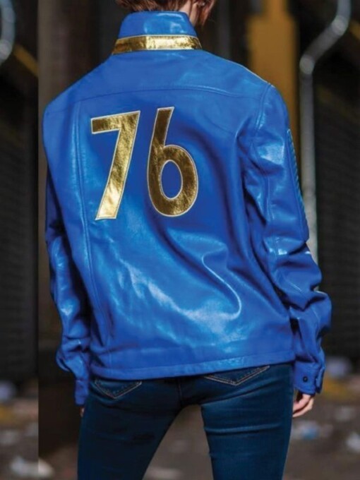 Vault Fallout 76 Blue Leather Jacket