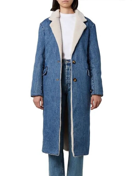 Blake Lively It Ends With Us Denim Shearling Coat